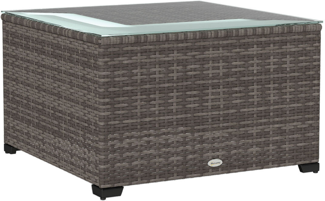Ebern Designs Outsunny Outdoor Coffee Table, Square PE Rattan 60 x 62 x 38cm Black