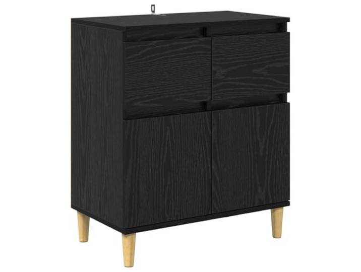 HGFDVCMR Sideboard Schwarz Eichen-Optik 60 x 35 x 70 cm Kommode Vielseitiger Beistellschrank für Wohnzimmer und Flur: Schlankes Mid-Century Design mit stabiler Basis und leichtem Zugriff.