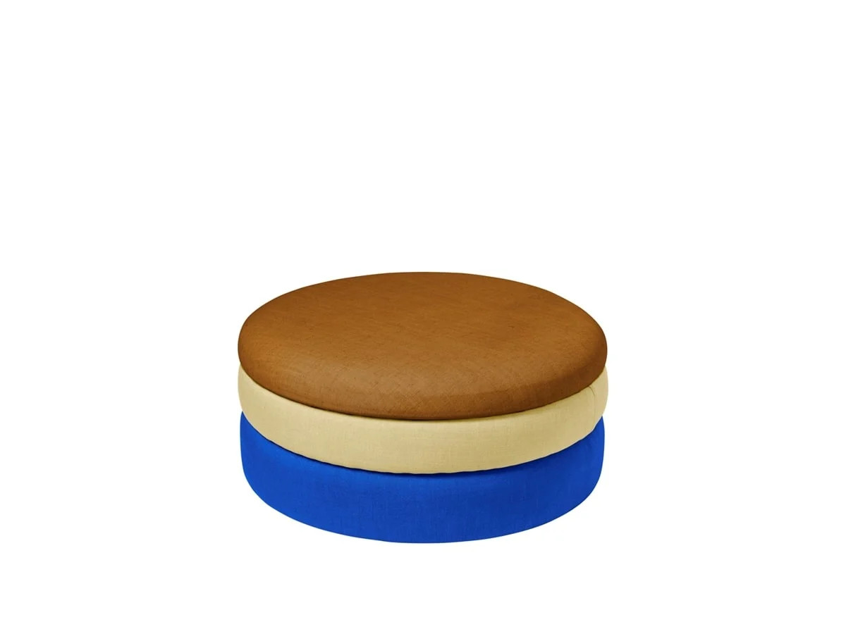 Broste Copenhagen Pond poef blauw/zand/oker Ø68cm