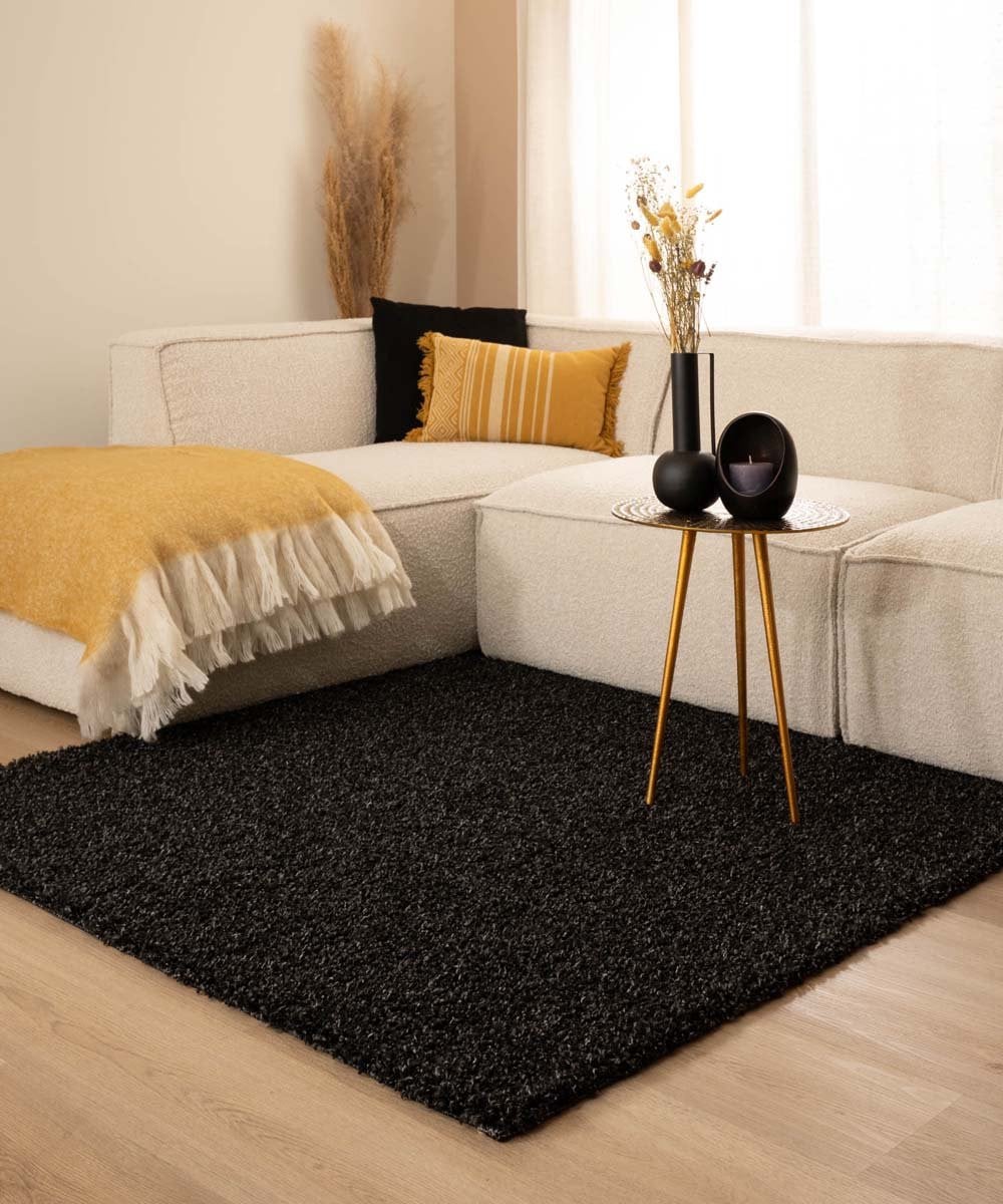 Tapeso Shaggy Trend Vierkant Hoogpolig Vloerkleed Antraciet 300 x 300 cm