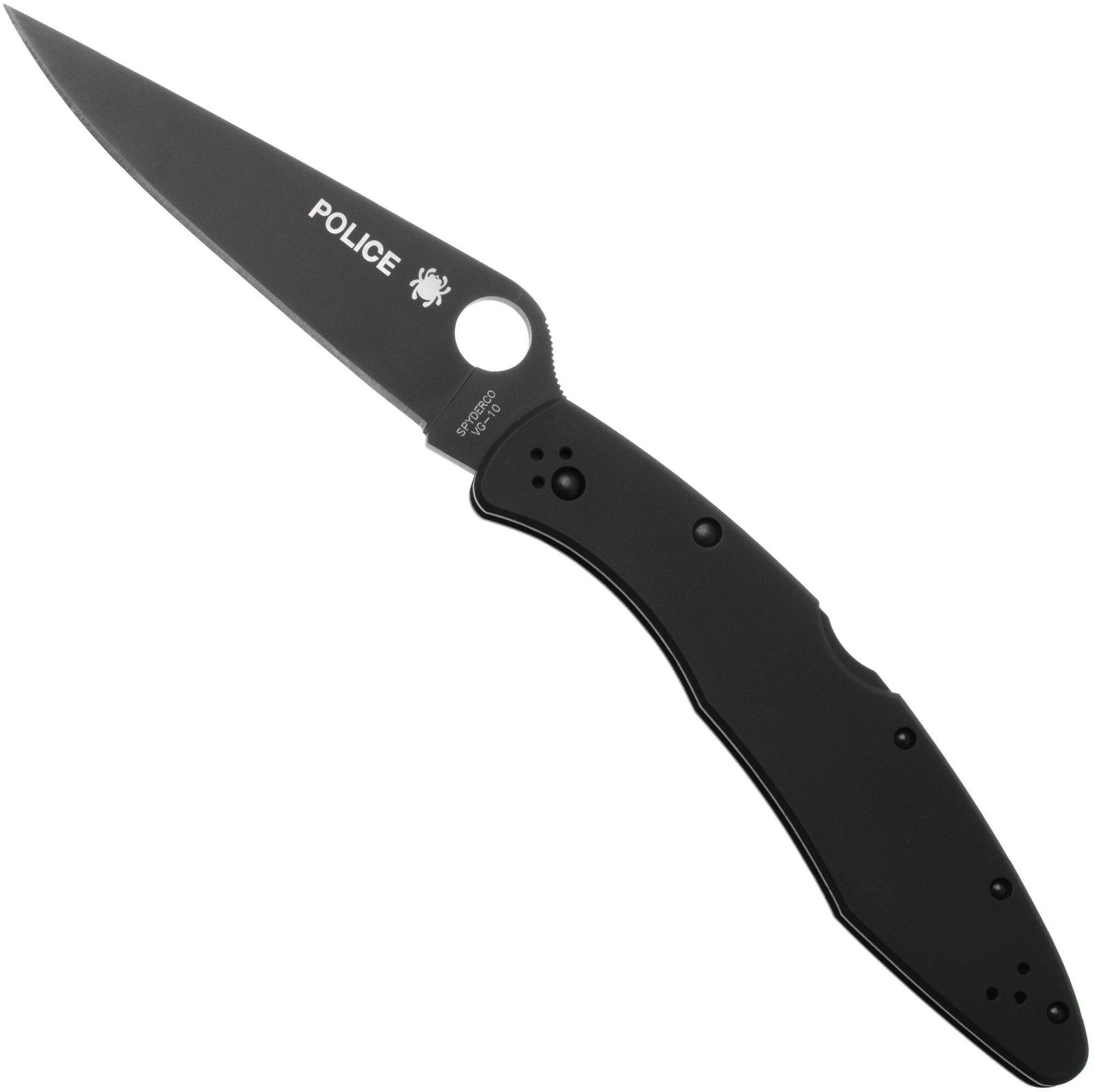 Spyderco Police 4 Black C07BKP Black VG10, Black Stainless Steel, coltello da tasca