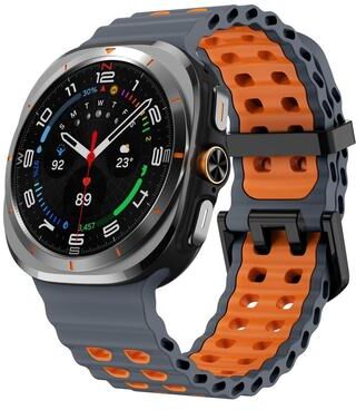 Everyday Crate Samsung Galaxy Watch Ultra 47mm Silicone Watch Band Ocean Dual Color Breathable Replacement Strap space Gray Orange