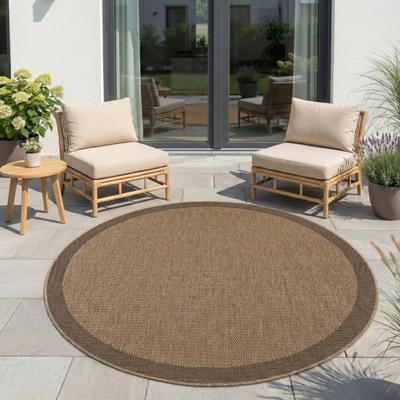 Outdoorteppich AYYILDIZ TEPPICHE "TIMBER 1402,auch als Läufer und Rund", beige, H:5mm Ø:160cm, Polypropylen, Teppiche, Outdoorteppich, In und Outdoor, Jute Sisal Optik, Wohnzimmer, Terrasse