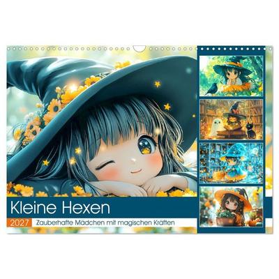 Kleine Hexen. Zauberhafte Mädchen mit magischen Kräften (Wandkalender 2027 DIN A3 quer), CALVENDO Monatskalender