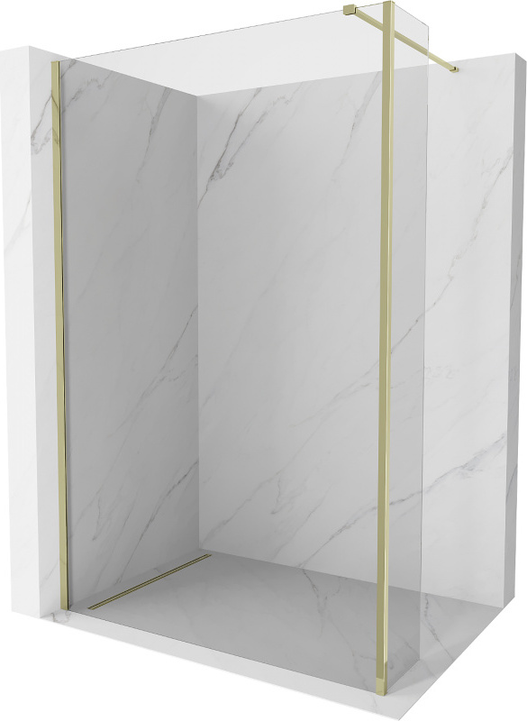 Mexen Kioto Duschewand Walk-in 135 x 30 cm, transparent, gold - 800-135-212-50-00-030