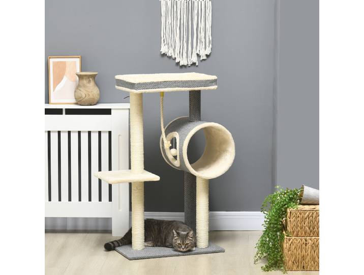 PawHut Griffoir Chats Sisal Panier Tunnel Balles