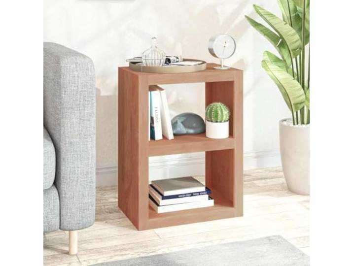 KLGBNCVE Beistelltisch aus Teak Massivholz 45x30x60 cm Massives Teakholz, rustikale Lasur, zwei offene Fächer, vielseitig nutzbar, stabiler Stand