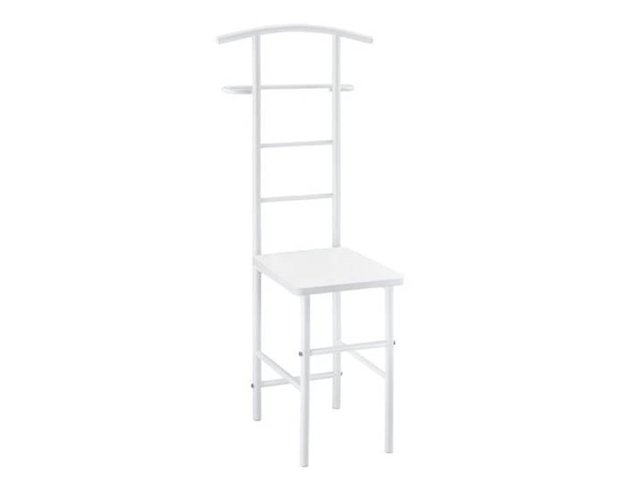 Valet de chambre porte vetements avec cintre et porte pantalons metal MDF 107 cm blanc