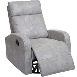 Fernsehsessel MCW-A54 Premium, Relaxsessel Schaukelstuhl Wippfunktion, drehbar ~ Stoff/Textil hellgrau