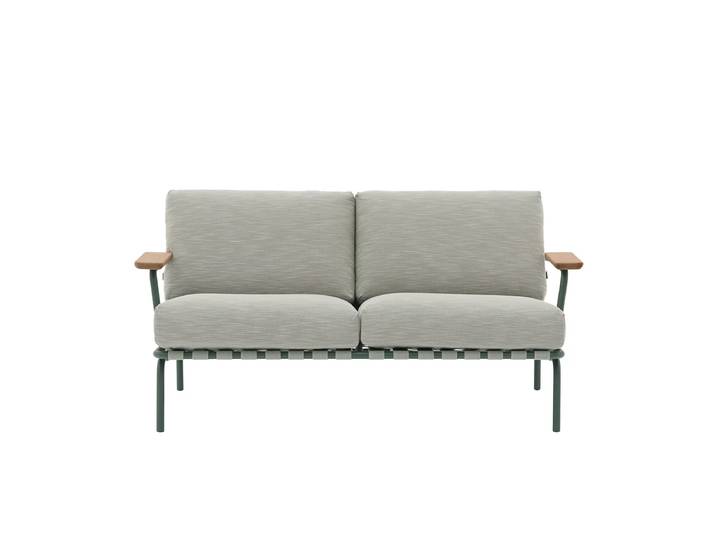 Muuto - Settle Outdoor 2-Sitzer Sofa, grün / dunkelgrün (Stoff Ribbed Weave 2)