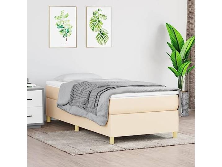 RJPLMFV Lattenrost mit Matratze, cremefarben, 90 x 200 cm Taschenfedern, mittlere Halterung, Sperrholzlatten, atmungsaktiver Stoff