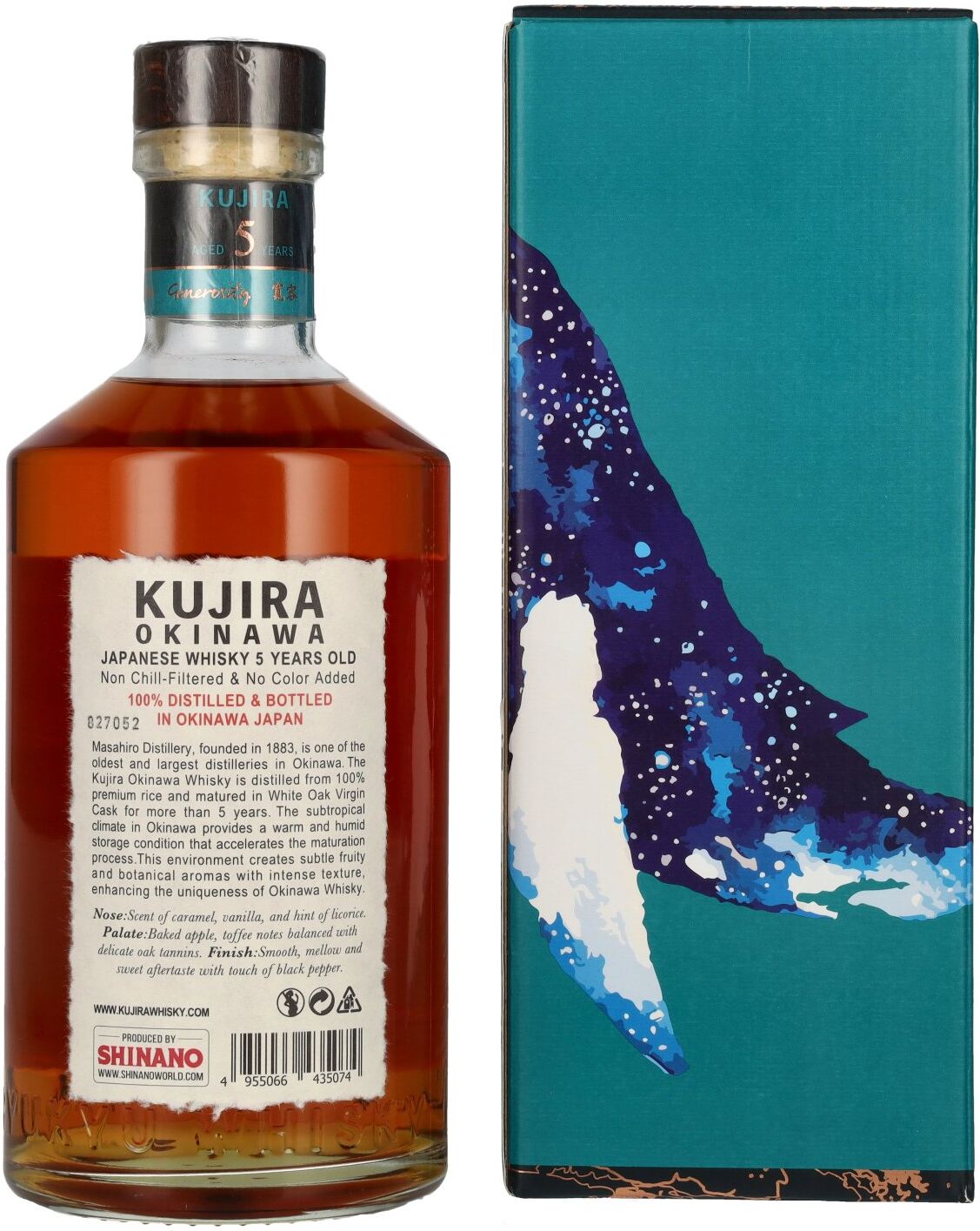 Kujira Ryukyu Whisky Kujira Okinawa 5 Years Old WHITE OAK VIRGIN CASK Whisky 43% Vol. 0,7l in Geschenkbox