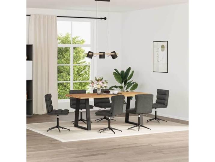 UYPTERF Esszimmerstühle 6 STK. Schwarz Kunstleder Metall und Holz Gestell, dicker Schaumstoff, Spaltdruckfeder höhenverstellbar, schmutzabweisend, leicht zu reinigen