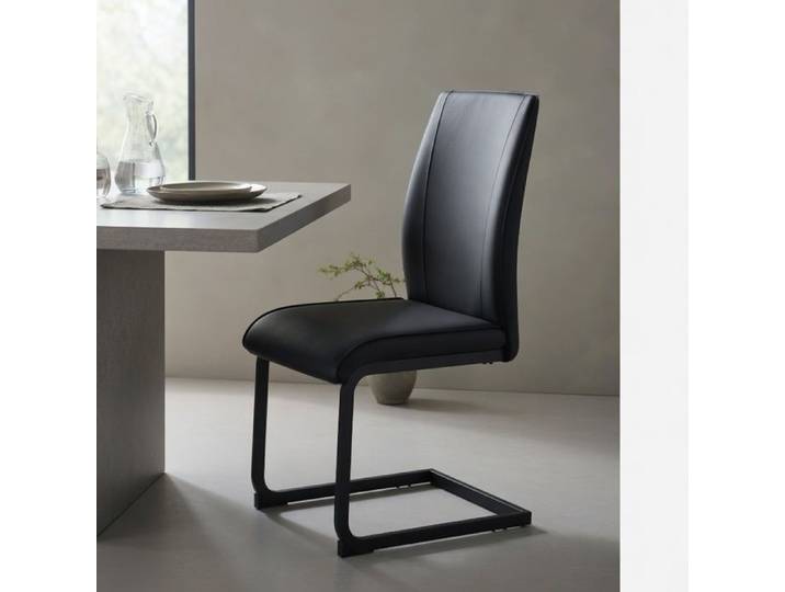 CollaHausse Lot de 2 Chaises Manger PU Noir Ergonomiques Pieds Métal Noir