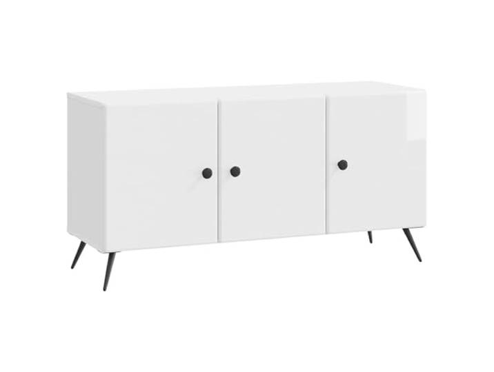 Favemtsl TV-Schrank Hochglanz Weiß 99x34,5x50 cm Lowboard Holzwerkstoff Kompakte Fernsehkommode für Wohnzimmer und Schlafzimmer mit 3 Klapptüren und integrierter Kabeldurchführung.