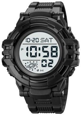 Everyday Crate SKMEI 2003 Digital Sports Watch 50M Waterproof Mens Watch With Dual Time Countdown And EL Backlight black White Machine