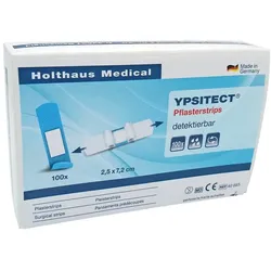 Holthaus Medical YPSITECT Pflasterstrips, detektierbar, elastisch - 1 Packung = 100 Stück, Maße: 2,5 x 7,2 cm 100 St