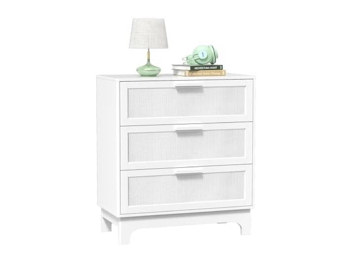 Skokliz Kommode weiß mit 3 Schubladen, 80 cm Breite Schubladenschrank & Sideboard, Stauraum Kommodenschrank für Schlafzimmer, Wohnzimmer, Kommode viel Stauraum geeignet Komodenschrank Organizer