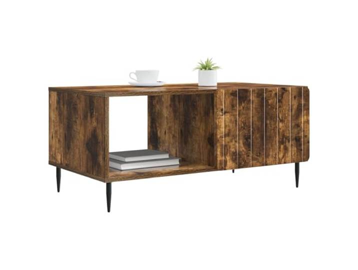 KTHLBRH Couchtisch, rechteckig, 90 x 50 x 40 cm Technisches Holz, Beine aus schwarzem Metall, Platz unter dem Tisch, gepflegtes Rückendesign