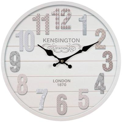 Wanduhr AMBIENTE HAUS "Kensington Wanduhr 28cm", beige, B:28cm H:28cm T:1cm, Wanduhren, Wanduhr