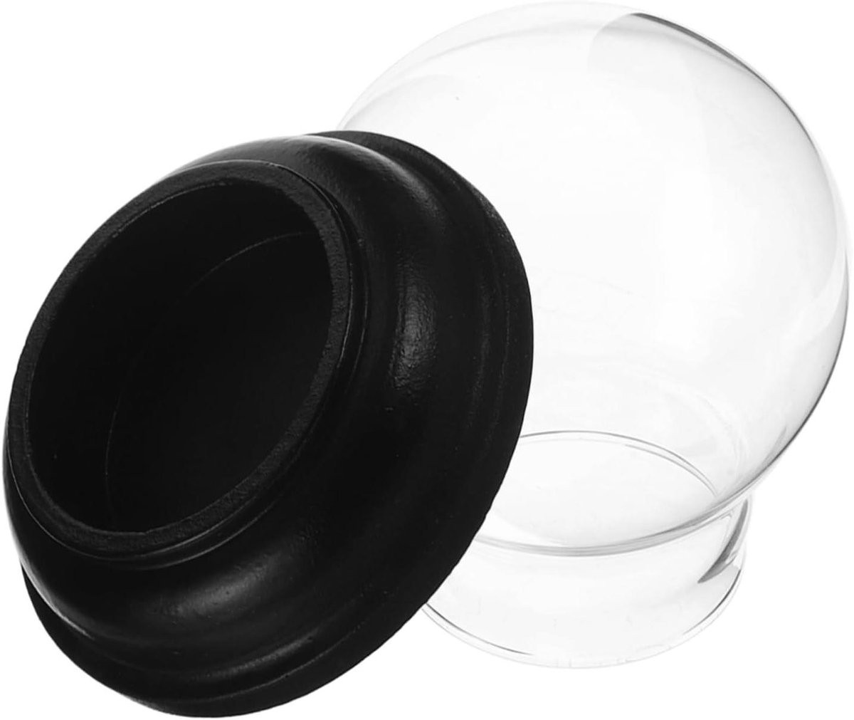 Lege glazen sneeuwbol voor DIY decoratie - Zwart - B/D/H: 7,4 x 7,4 x 9 cm