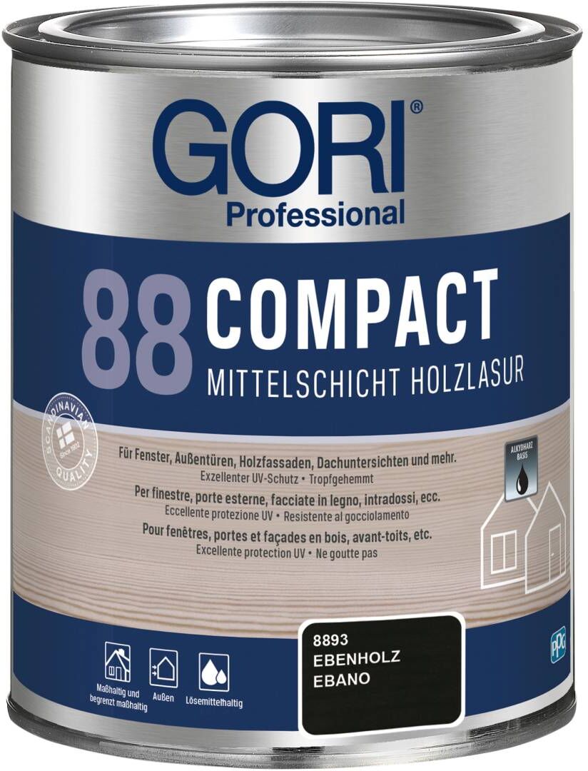 PPG Coatings GORI Professional 88 COMPACT, Mittelschicht-Holzlasur, ebenholz, 0,75 l