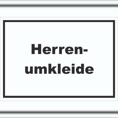 Herrenumkleide Schild mit Text waagerecht A4 Rückseite selbstklebend