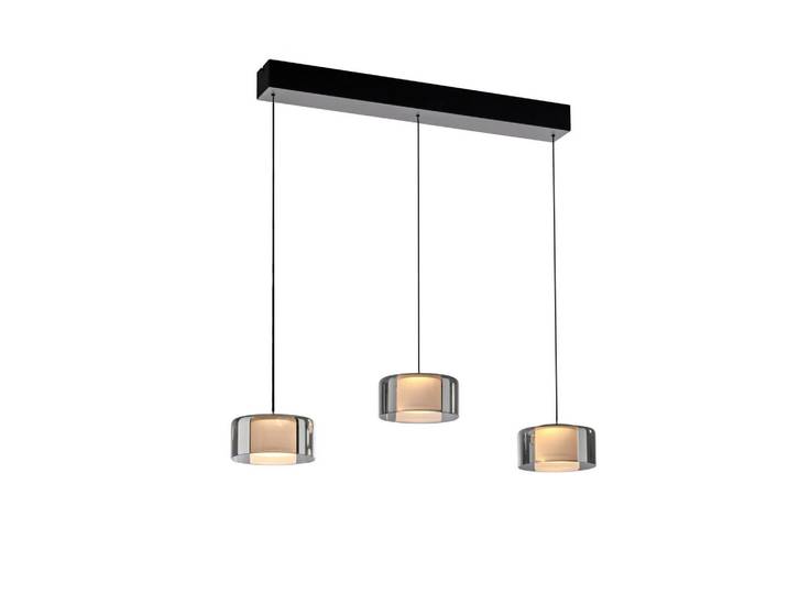 Led-Hängeleuchte Rika, Schwarz, Metall, Kunststoff, Glas, 15x220x66 cm, Schutzklasse II (Schutzisoliert), höhenverstellbar, Lampen & Leuchten, Innenbeleuchtung, Hängeleuchten, Pendelleuchten