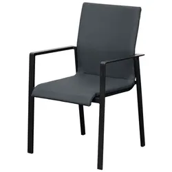 Garten Stapelsessel Santander - ca. 57,5 x 61 x 91 cm - Farbe: Anthrazit - Stapelsessel aus pulverbeschichtetem Aluminium - Lieferung als 4er-Set