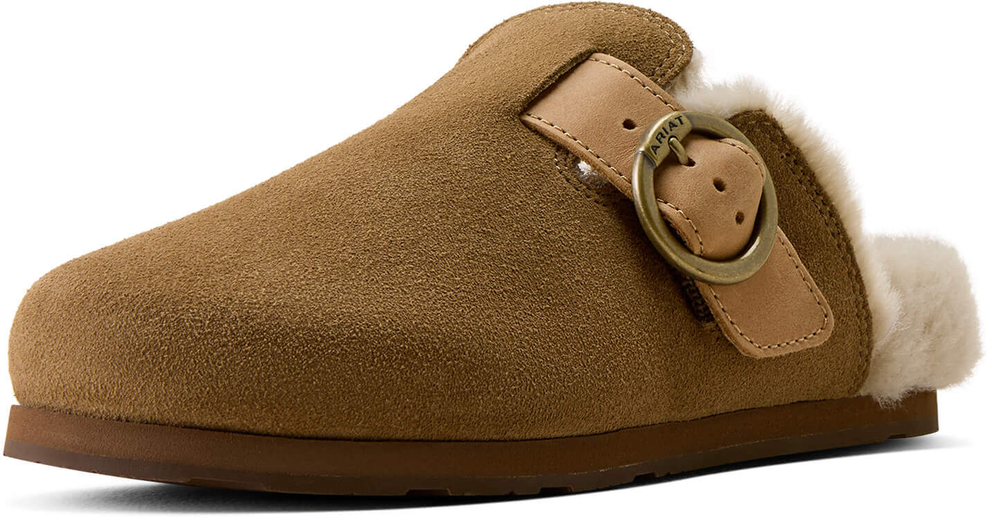 Women's Country Mule Sherpa Shoes in Ranch Brown Suede, Size: 9 B / Medium by Ariat