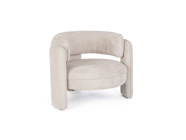 Fauteuil design arrondi en tissu beige
