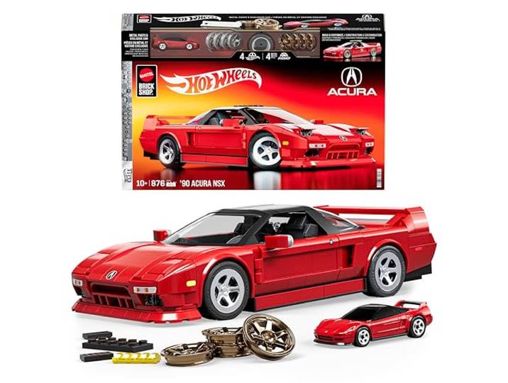 ​Mattel Brick Shop Hot Wheels Elite Serie Bauset, ’90 Acura NSX mit 876 Teilen, realistischen Details und individuellen Aufklebern, für Sammler und Kinder ab 10 Jahren, JFT17
