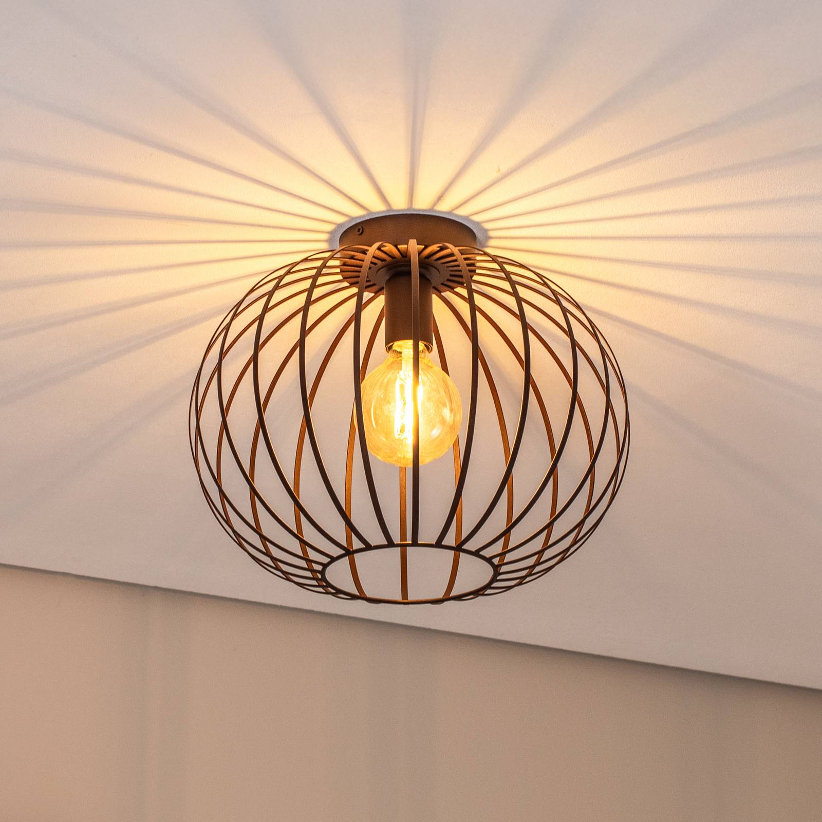 Deckenlampe Cruce Argon, dimmbar, braun / rost, für Wohn- / Esszimmer, Metall, Deckenlampe