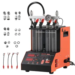 VEVOR Einspritzdüsenreiniger-Tester 9 Testmodi, 4-Zylinder-Ultraschallreinigungsgerät (28 kHz), Kfz-Einspritzdüsenreiniger mit Ablassventil und 12 V Betriebsspannung für Auto und Motorrad