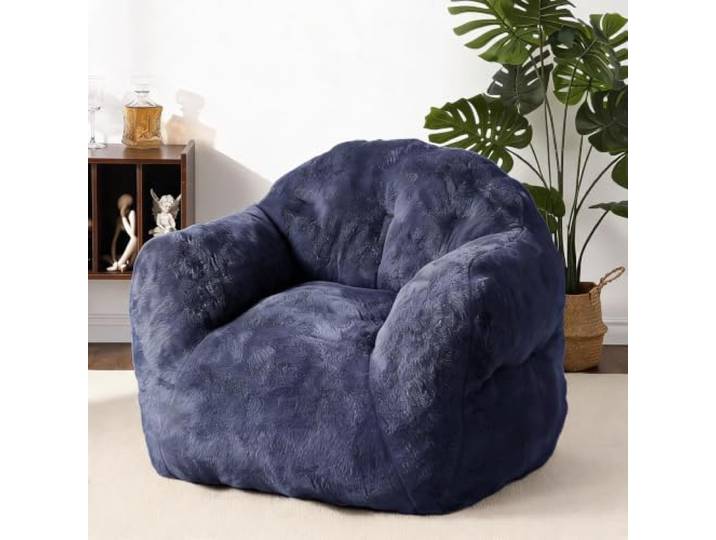 GarveeMore Riesiger Bohnensack-Sessel Für Erwachsene Mit Armlehnen, Weichem Kunst-Kaninchenfell, Hochdichter Schaumstoff – Für Wohnzimmer, Schlafzimmer & WG