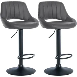 CLP Barhocker 2er Set höhenverstellbar mit Lehne Milet, Barstühle gepolstert Kunstleder, mit Metallgestellen drehbar,