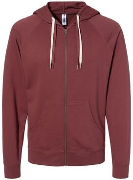 Independent Trading Co. SS1000Z Loopback Terry Zip Hoodie in Port size 2XL   Cotton/Polyester Blend