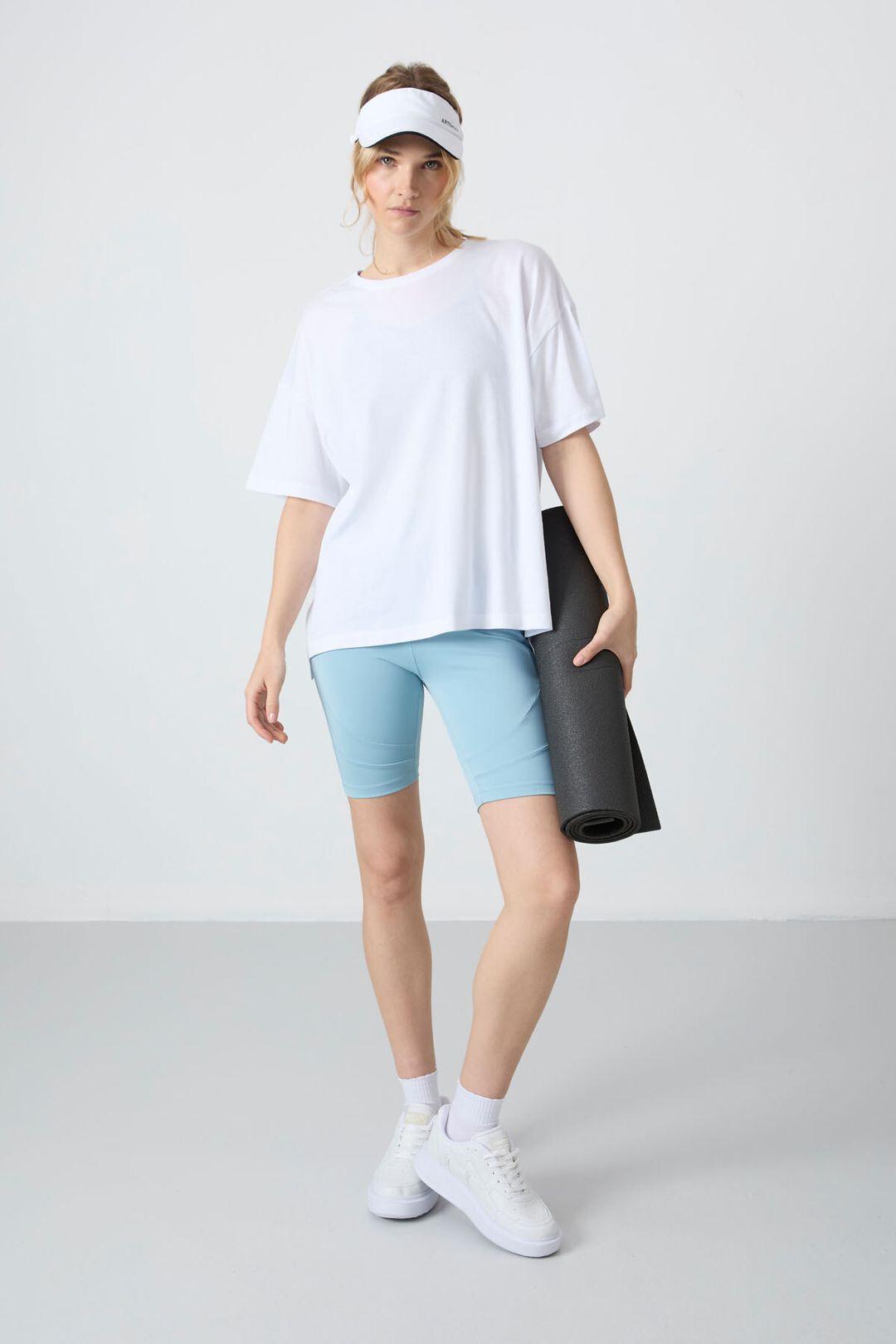 Oversized Baumwoll-Modal Rundhals-T-Shirt