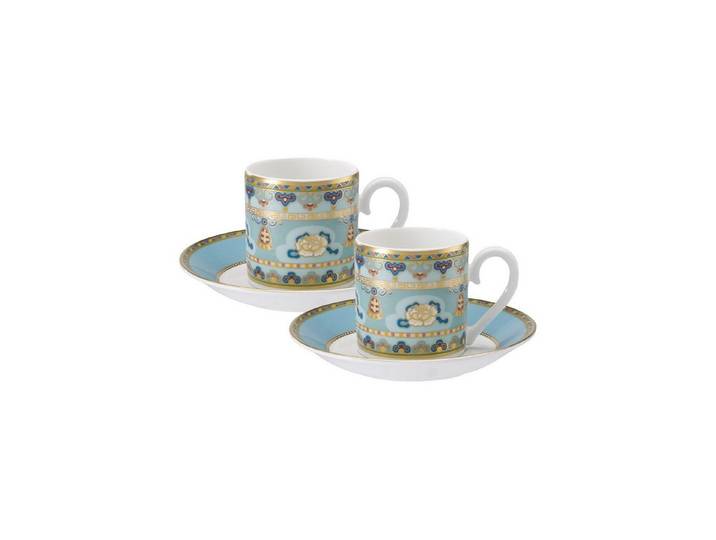 Villeroy & Boch Tasse Samarkand Aquamarin Espressotassen mit Untertassen, 2-tlg., Porzellan
