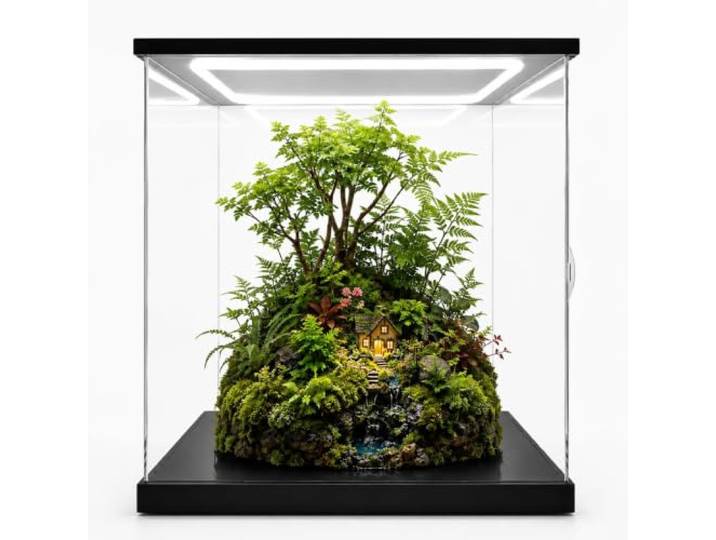 WLCGYD Acryl Vitrine Große, Transparente Acryl-Vitrine Mit LED-Beleuchtung Maßgefertigte Vitrine Mit Schiebetüren, 10 Mm Boden, Für Die Inneneinrichtung, Zum Schutz Von Wertgegenständen Staubs