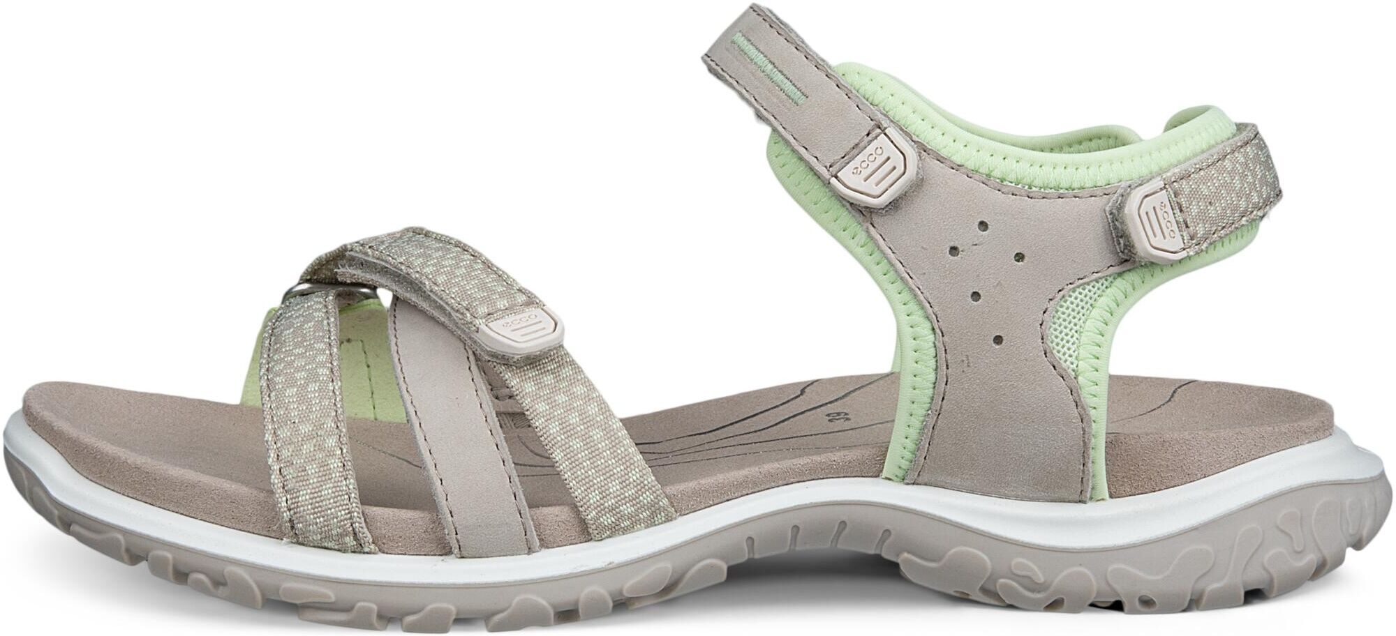 Trekkingsandale ECCO "ECCO OFFROAD ROAM W", Damen, Gr. 42, beige (hellgrau, mint), Nubukleder, Textil, Schuhe Trekkingsandale, Outdoorschuh, Sommerschuh, Freizeitsandale, mit Klettverschlüssen hellgrau, mint 42