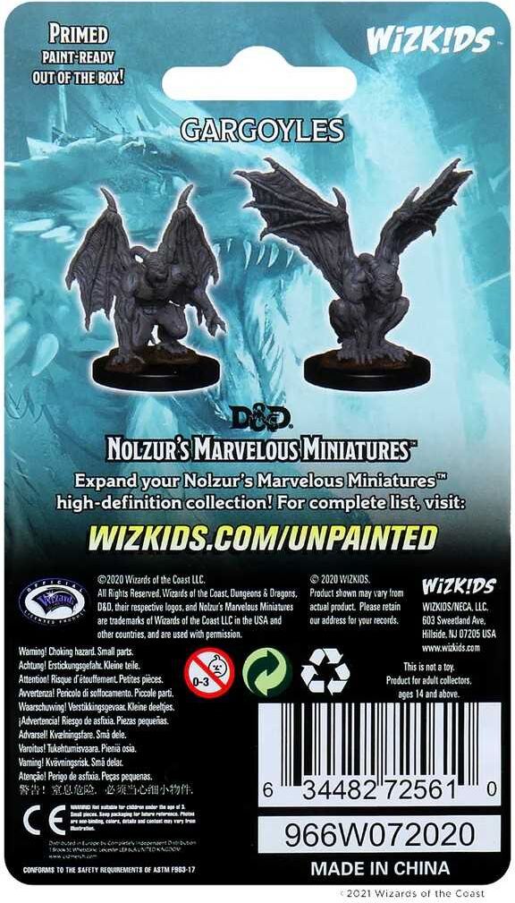 Dungeons & Dragons Nolzur's Marvelous Miniatures: Gargoyles for Tabletop Role-Playing Games, Ages 10+, Unpainted, Pre-Primed, by Wiz Kids LLC