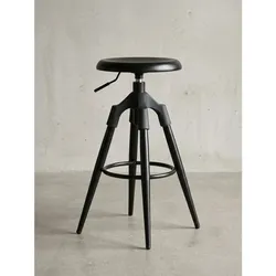 Barhocker – Schwarz Metall, höhenverstellbar, ohne Lehne, 72–80 cm, 100 kg, Industrial-Stil