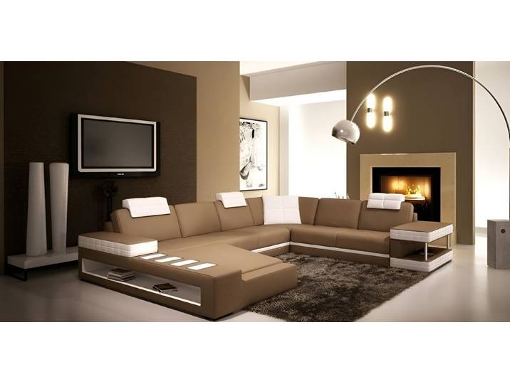Xlmoebel Wohnlandschaft Ledersofa Hallstadt – Modernes Design mit integrierter Beleuchtung, Hergestellt in Europa