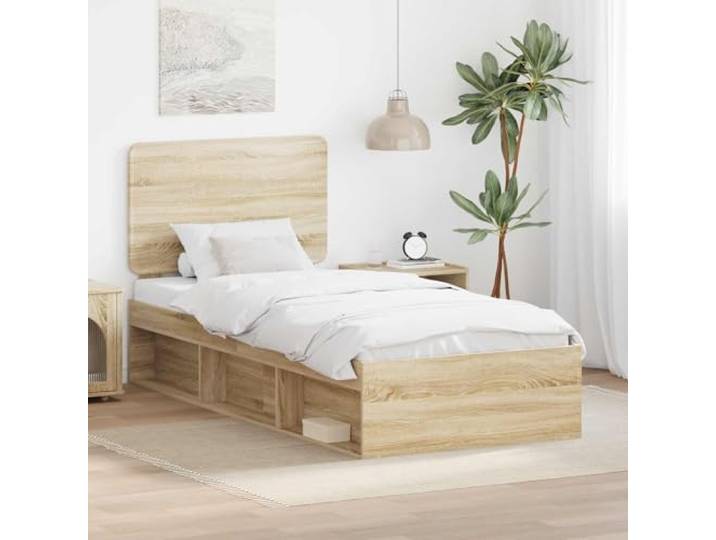 Massives Kiefernholz moderner Bettrahmen stabil 75 x 190 cm Braun Bettrahmen Sonoma-Eiche 75x190 cm Massives Kiefernholz Holzbett mit Lattenrost stabil belastbar bis 100 kg