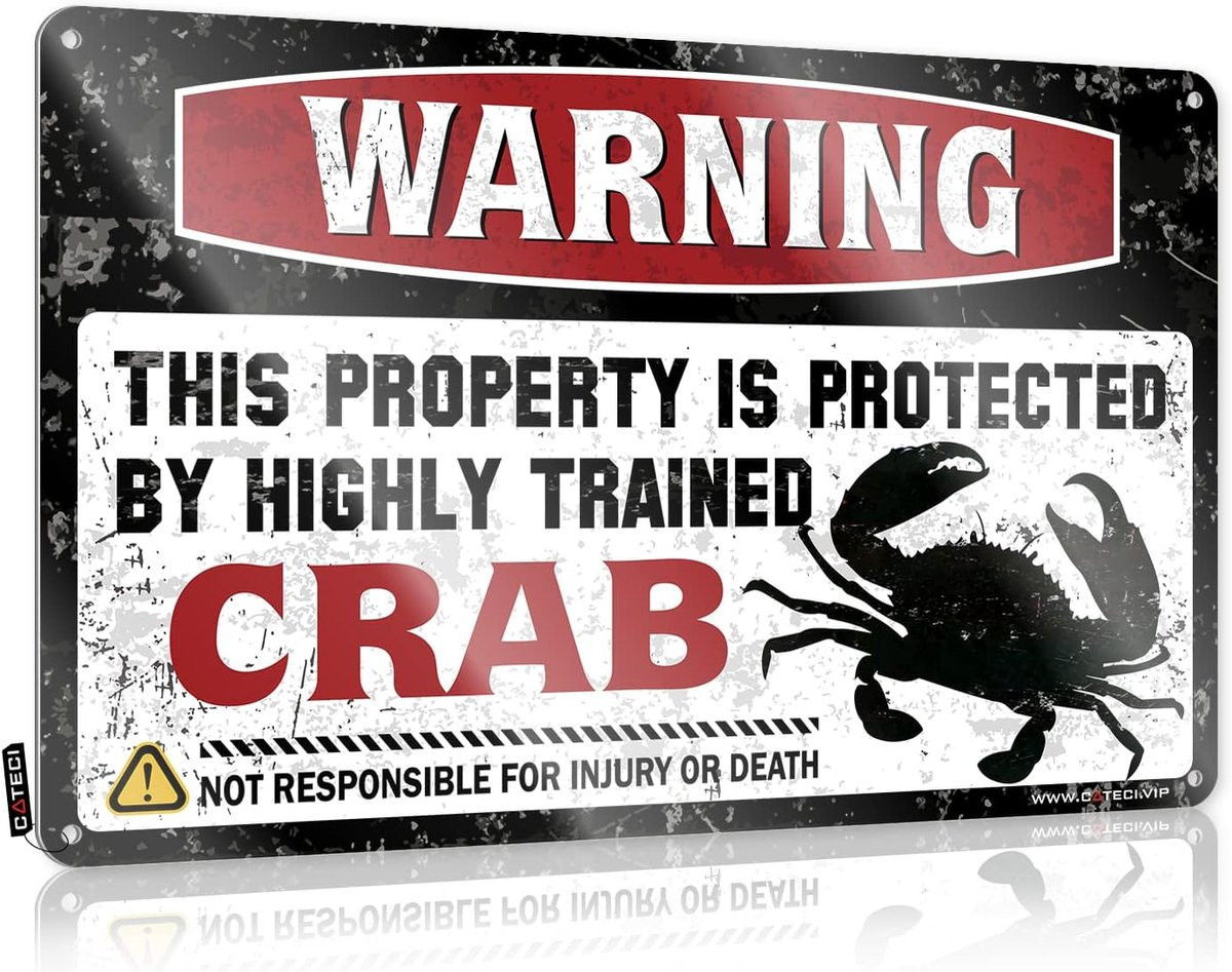 Decoratieve Metalen Plaat Krab - Wandbord Tin Sign voor Tuin Decoratie - 30 x 40 cm