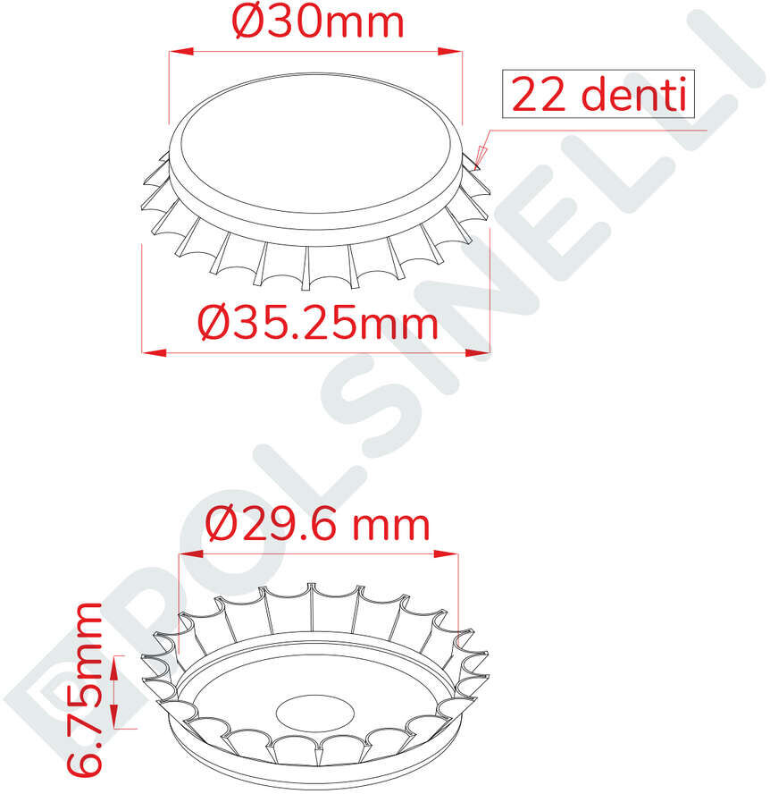 Polsinelli Jeune bouchon couronne ⌀29 (200 pcs)