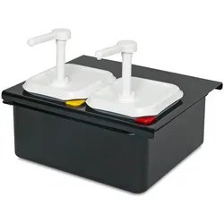 BRB Soßenspenderset 2x GN1/6, inklusive Halterung mit Wanne zum Warmhalten/Kühlen