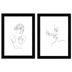 POSTER Set Mit 2 Single-Line Kuss & Rücken A3 Rahmenlos