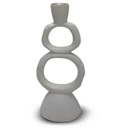 Kerzenleuchter Ringe 22 cm Polyresin Weiß